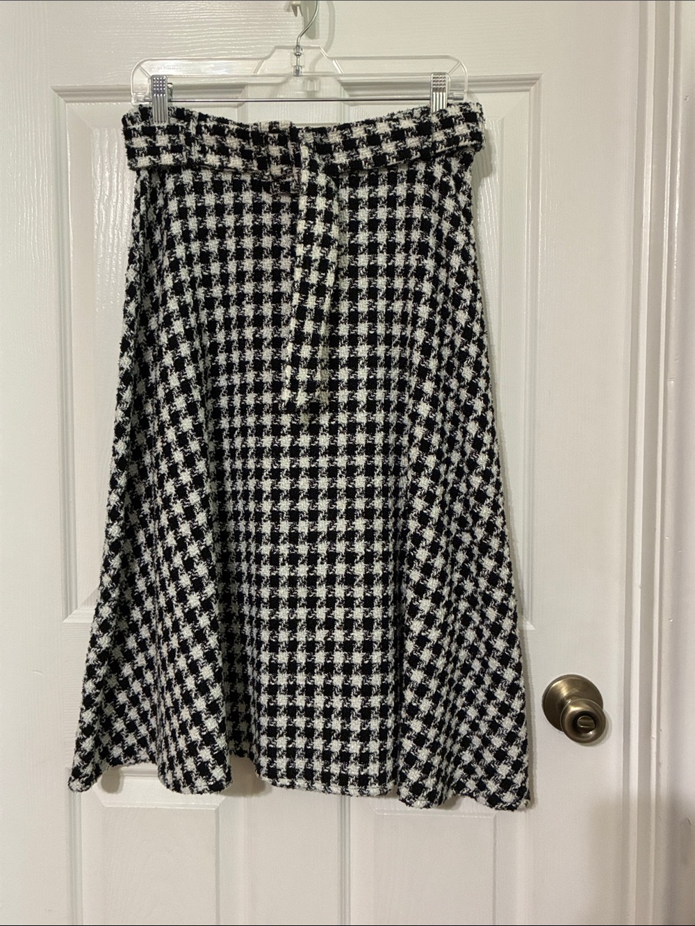 SHEIN Black & White Houndstooth A-Line Skirt